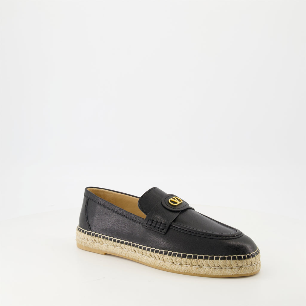 Espadrilles Espadrillas in Pelle Palm Valentino Garavani Nero Homme