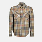 Camicie Camicia a Quadri Check Burberry Beige Homme