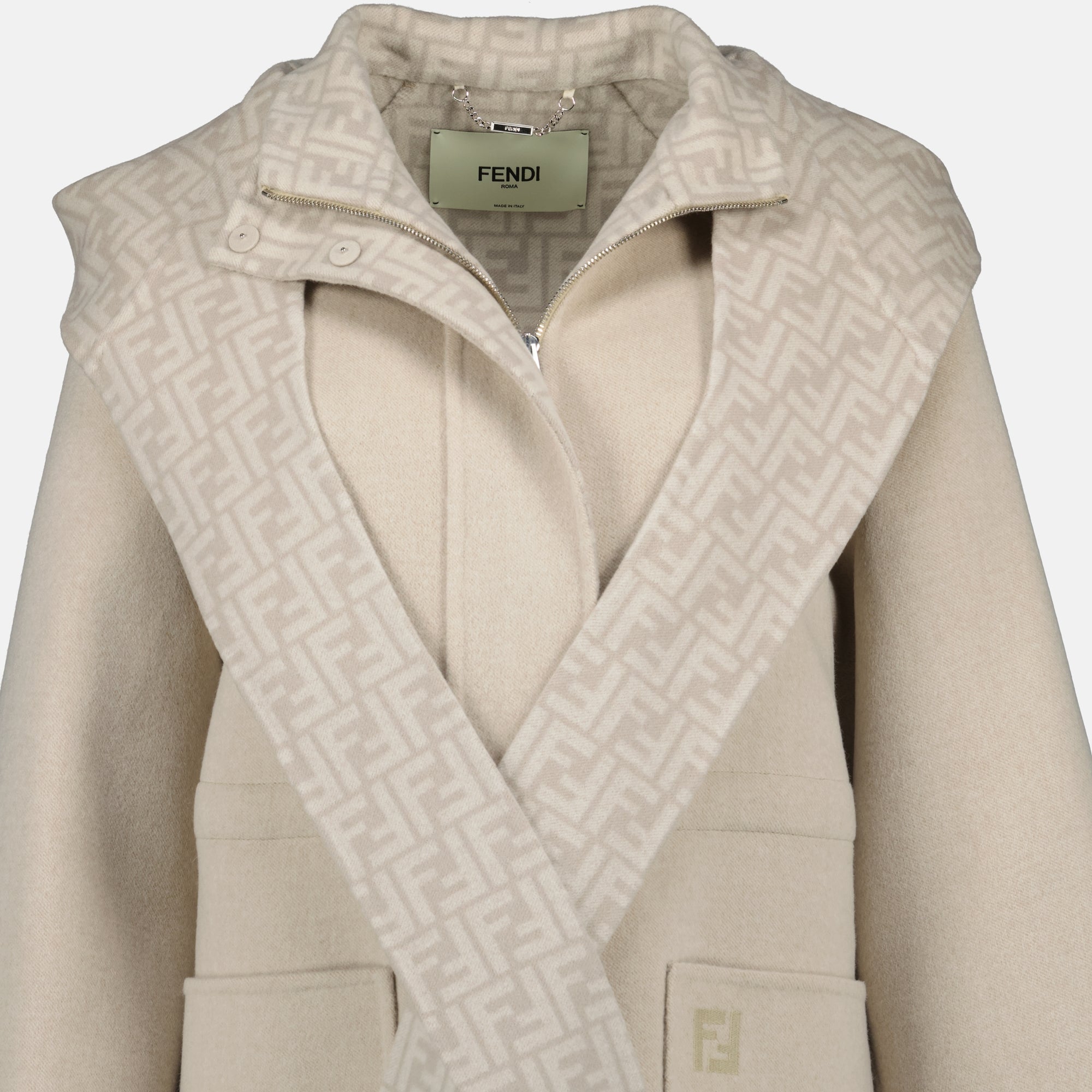 Image of the Fendi Women's FF Wool Parka - Autumn-Winter 2025 - Detailed View_2
