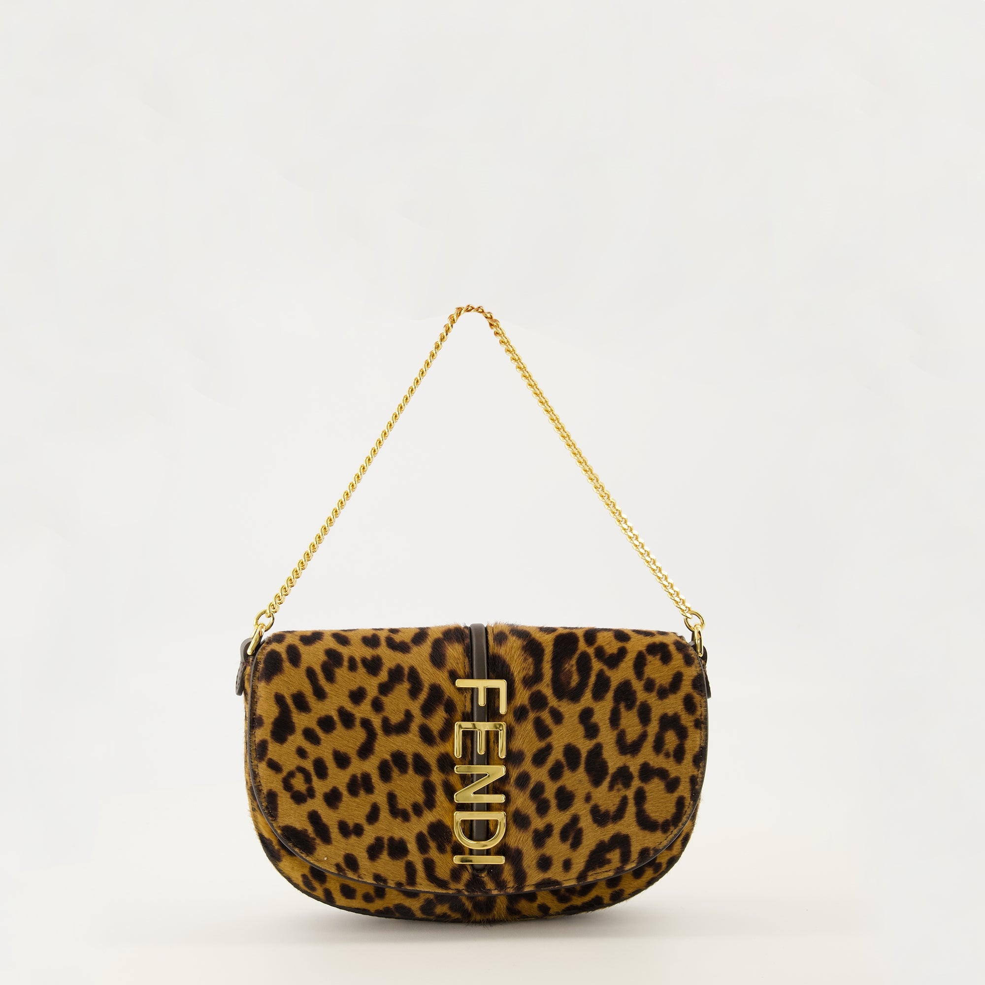 Imagen de la cartera Fendi Fendigraphy de estampado de leopardo marrón para mujer - Temporada Otoño-Invierno 2025 - Vista Frontal