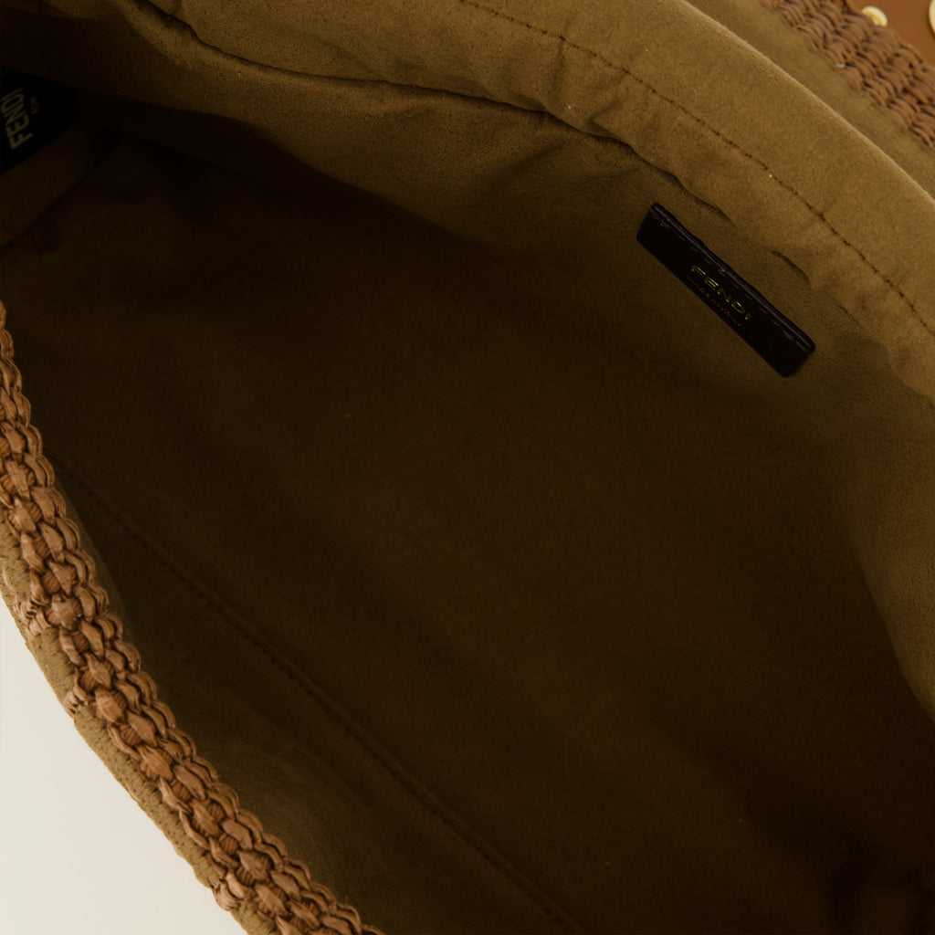 Sacs à main et épaule Mamma Baguette Medium Brown Raffia Effect Bag Fendi Marron Femme