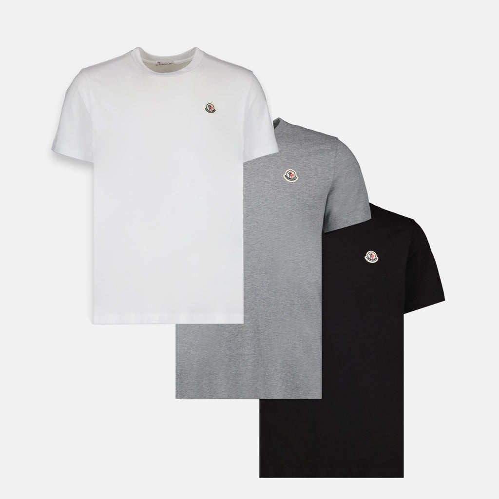 T-shirts Lot de 3 t-shirt à logo Moncler Gris Homme