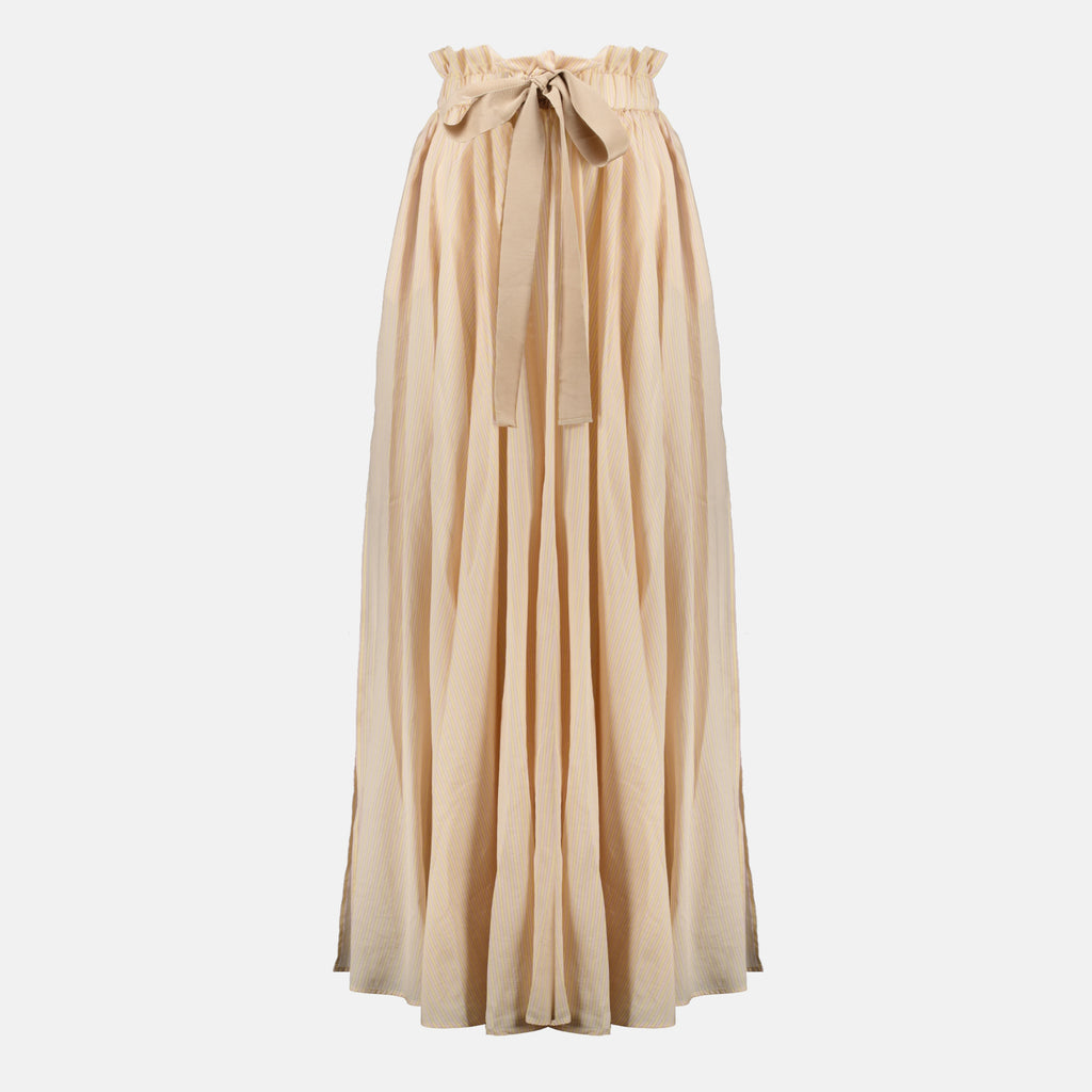 Jupes Jupe longue à rayures en soie beige Patou Rose Femme