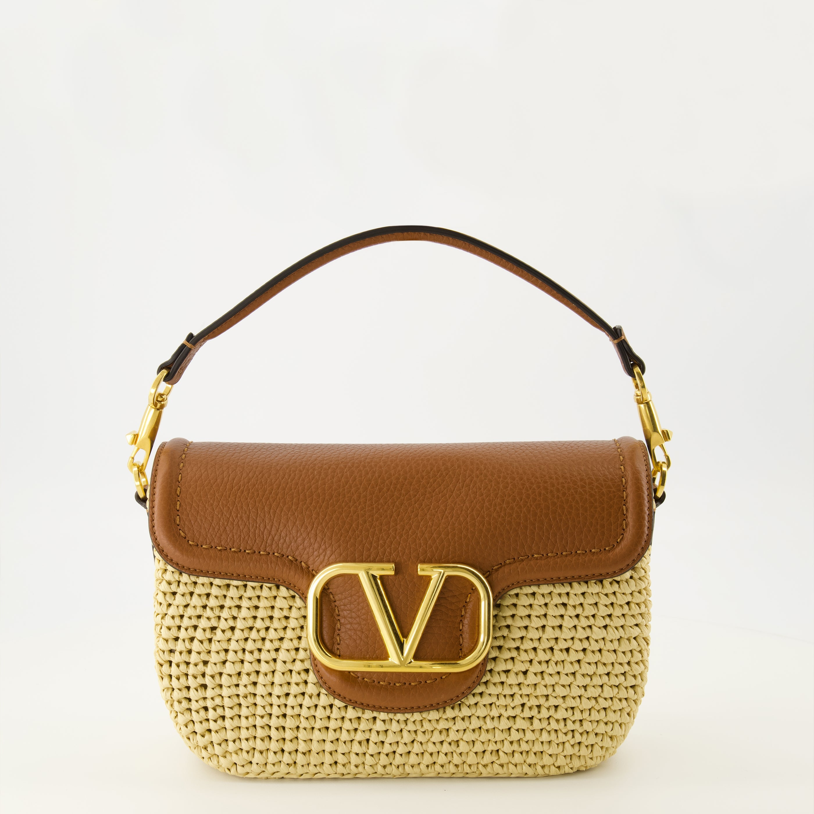 Sacs à main et épaule Bolso de rafia y cuero beige Valentino Garavani Beige Femme