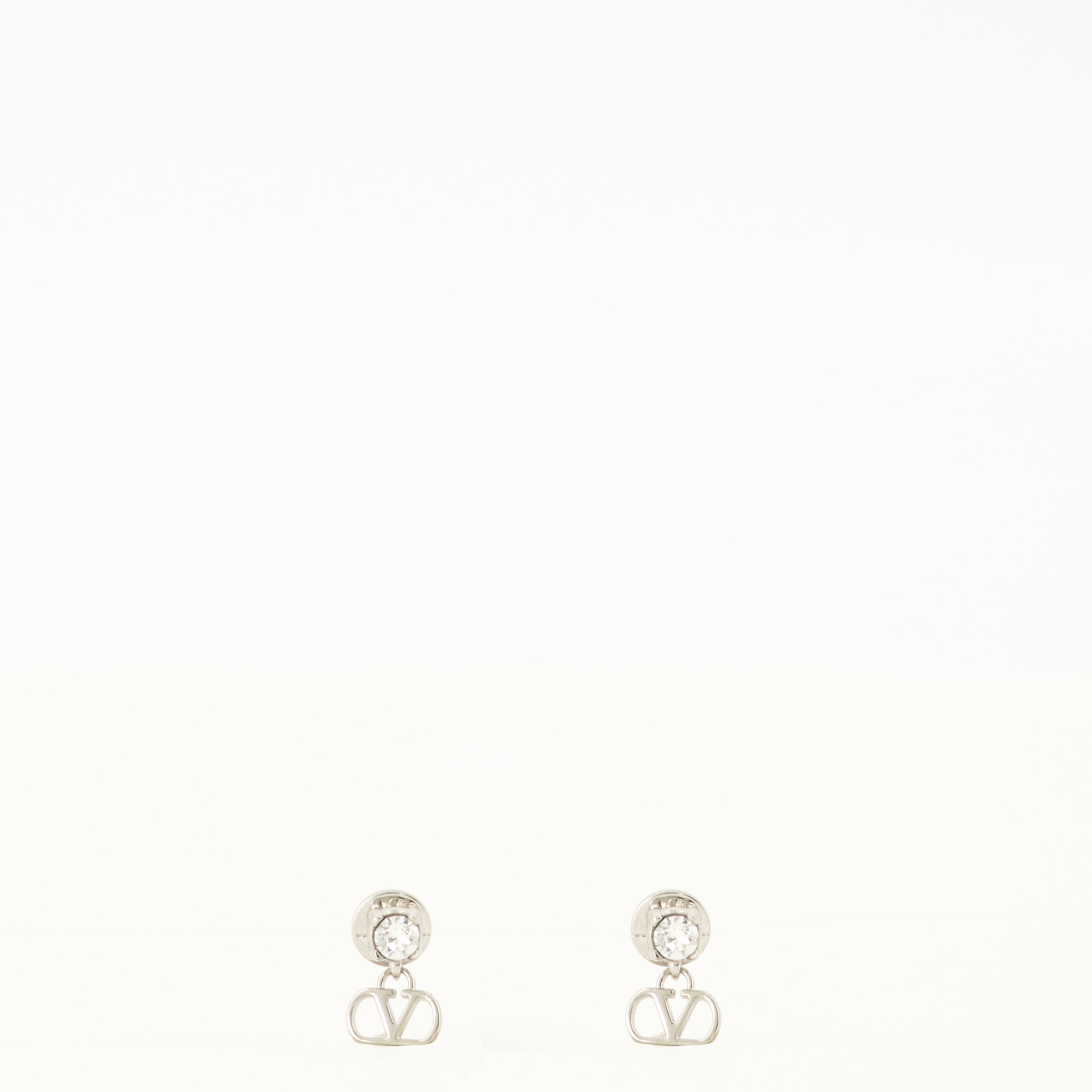 Bijoux VLogo Metal and Swarovski® Crystal Earrings in Silver Valentino Garavani Argenté Femme