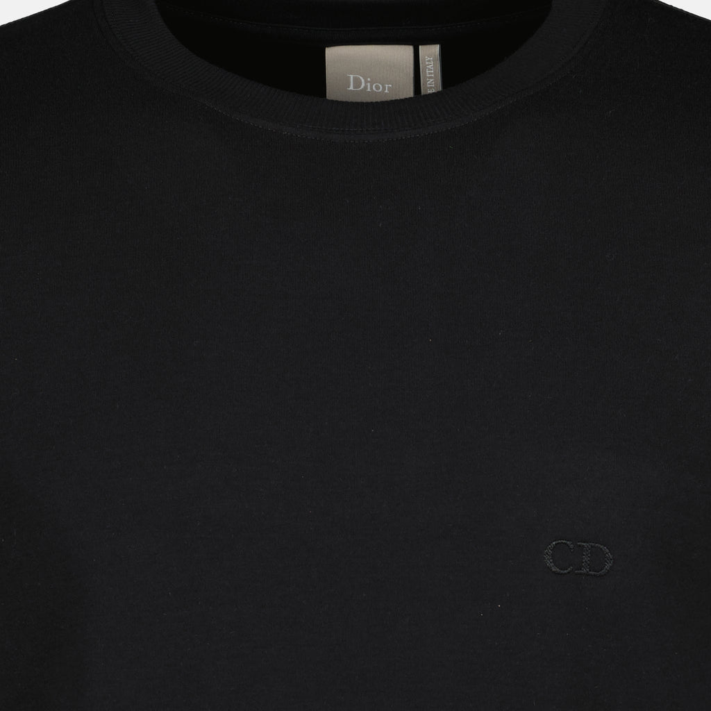 T-shirts T-shirt in cotone nero ricamata CD Dior Noir Homme