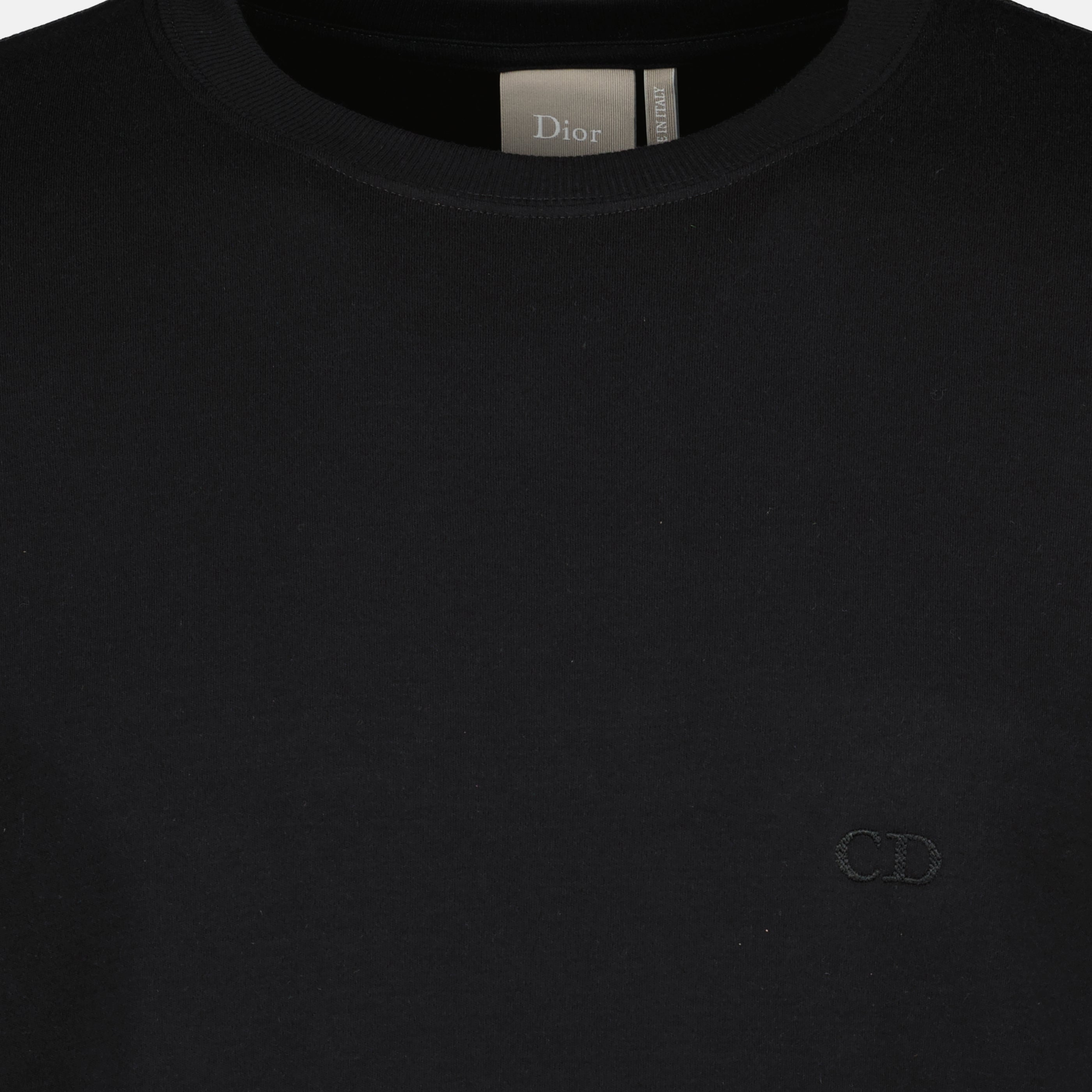 T-shirts T-shirt in cotone nero ricamata CD Dior Noir Homme