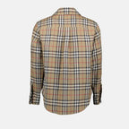 Camicie Camicia a Quadri Check Burberry Beige Homme
