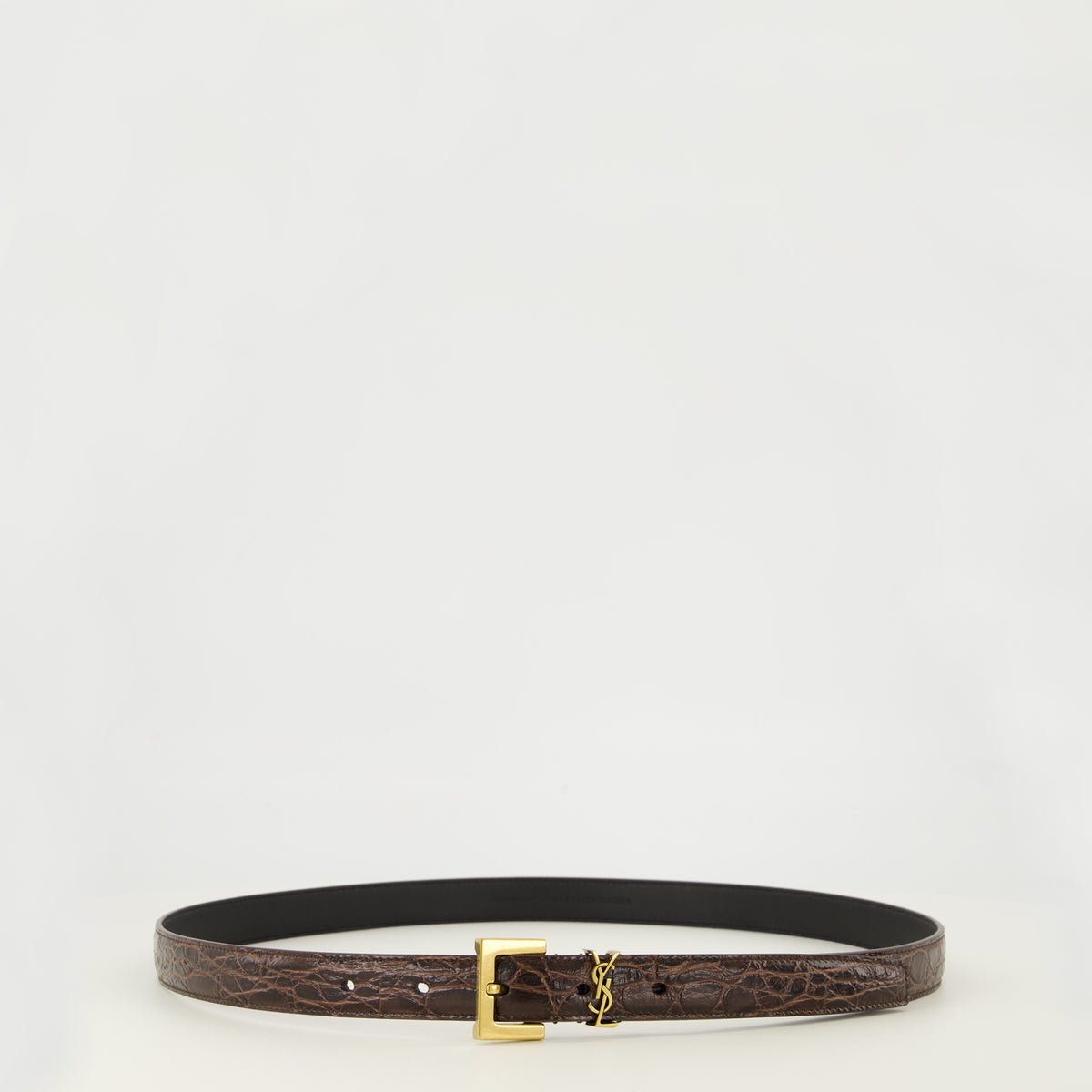 Ceintures Ceinture Cassandre fine crocodile Saint Laurent Marron Femme