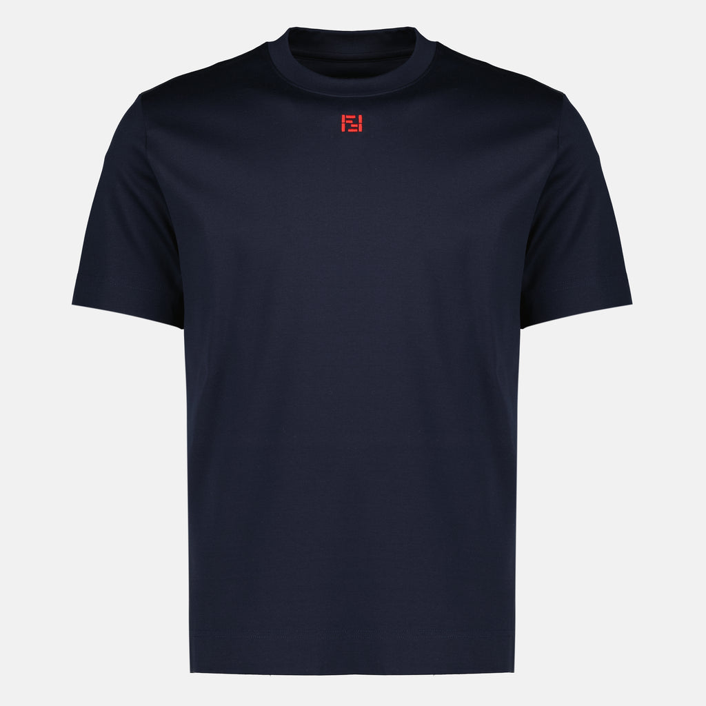 Imagem da t-shirt de algodão azul marinho da marca Fendi para Homem - Temporada Primavera-Verão 2026 - Vista Frontal