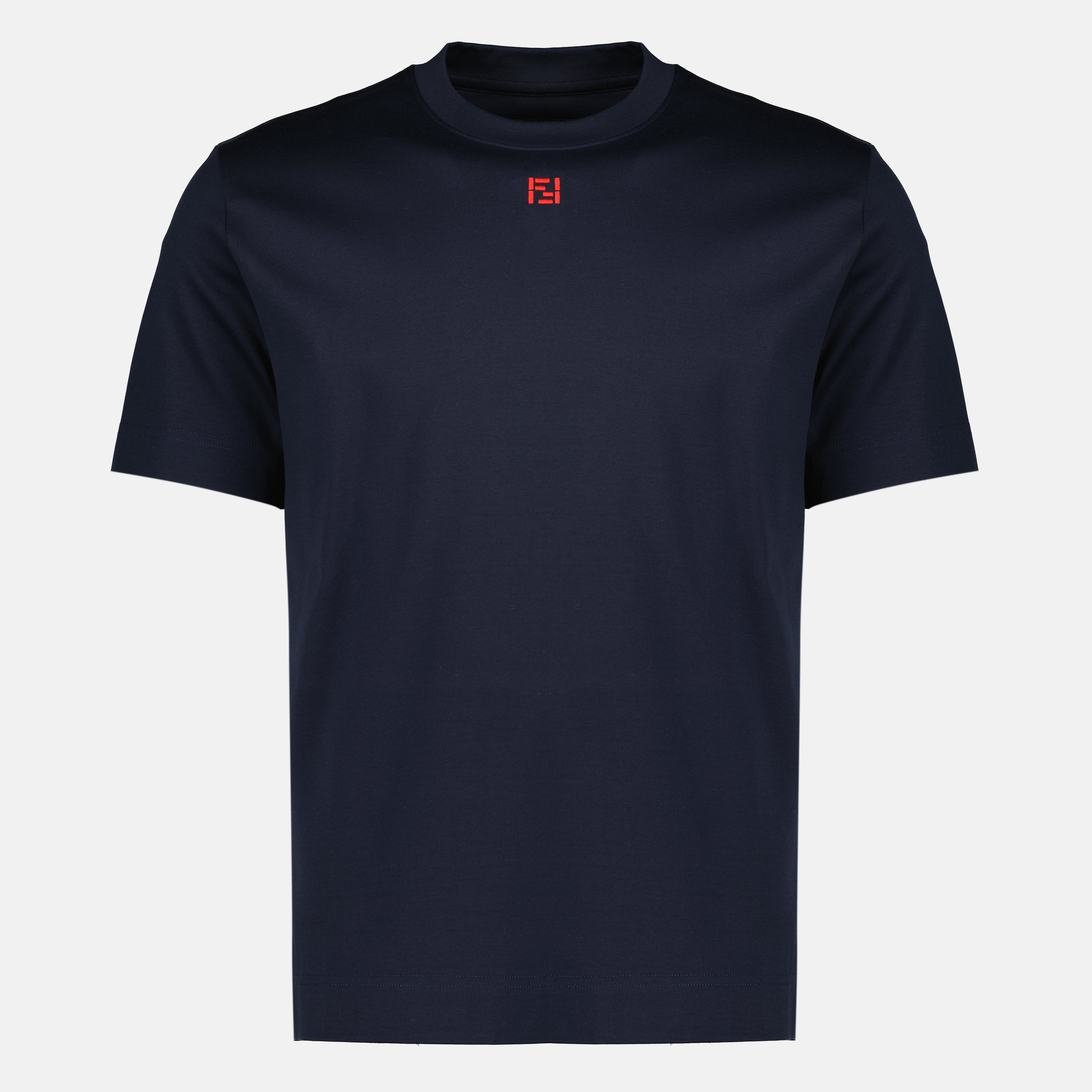 Image de l'article T-shirt en coton bleu marine de la marque Fendi pour Homme - Saison Printemps-Été 2026 - Vue de Face