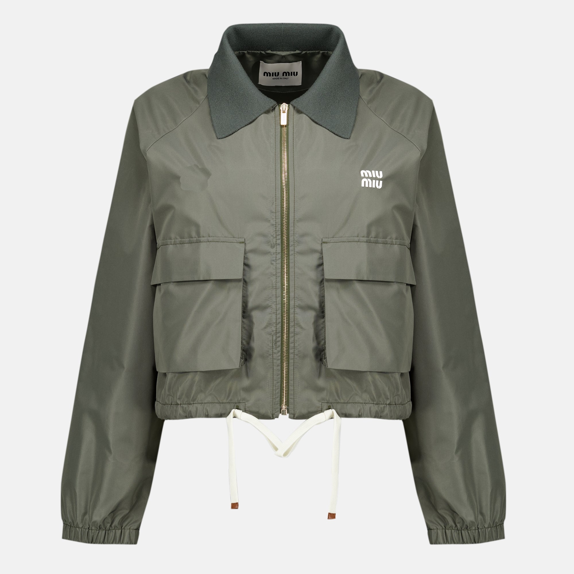 Vestes Blouson en tissu technique kaki Miu Miu Kaki Femme