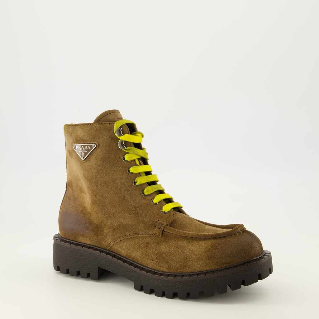 Bottes et bottines Botas de Cano Baixo em Camurça Castanha Prada Marron Homme
