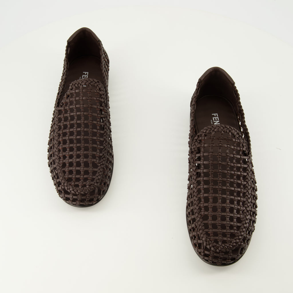 Image de l'article Mocassins en cuir tressés marron de la marque Fendi pour Homme - Saison Printemps-Été 2026 - Vue détaillée_5