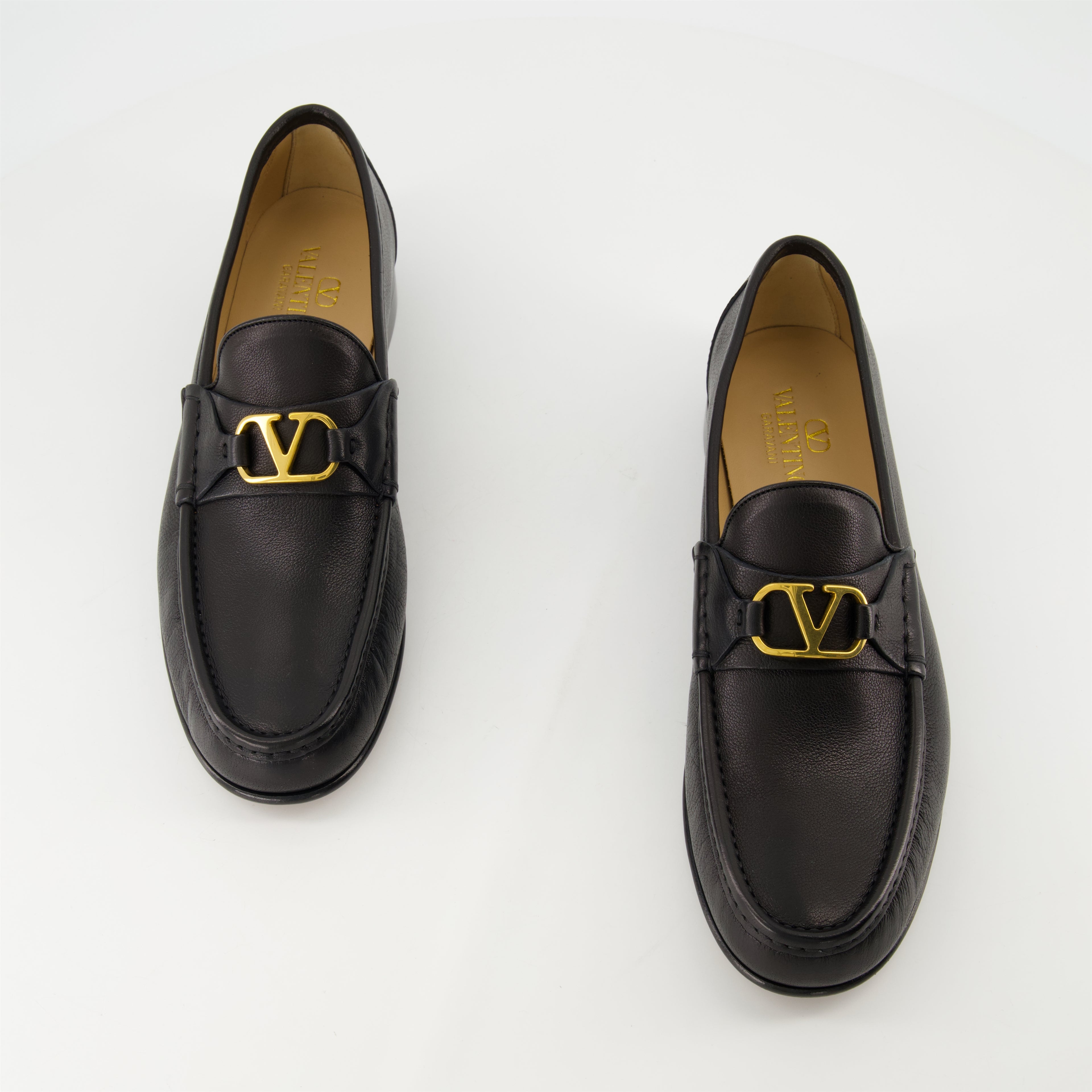 Mocassins Mocassini in Pelle Nappa Nera VLogo Valentino Garavani Noir Homme
