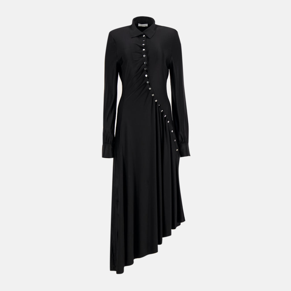 Image de l'article Robe longue drapée noir de la marque Rabanne pour Femme - Saison Automne-Hiver 2025 - Vue de Face