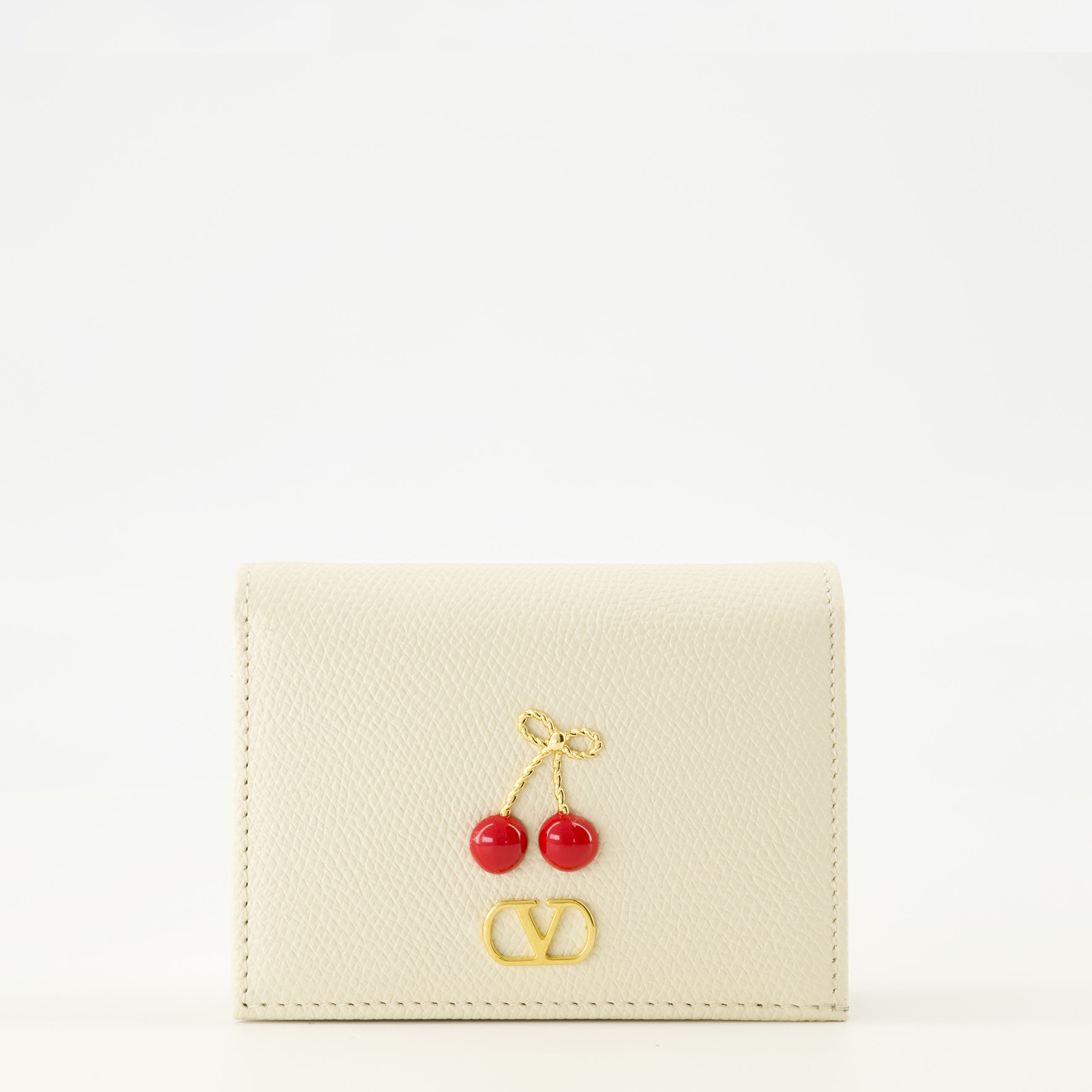 バレンティノ・ガラヴァーニのレディース用ベージュのチェリーフィック財布の画像 - 2026年春夏シーズン - 正面ビュー