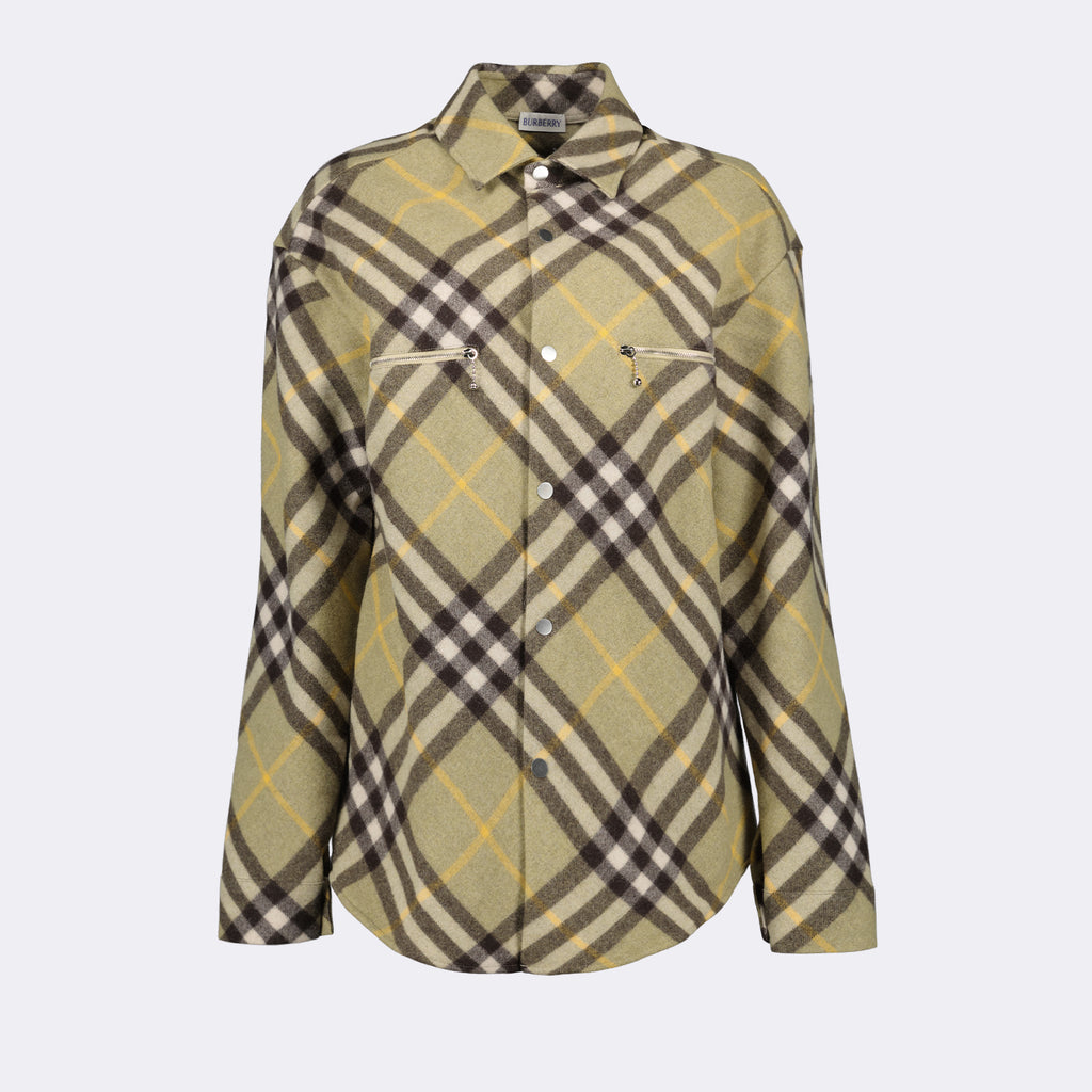 Camisas Camisa de Lã Burberry Cáqui Homme