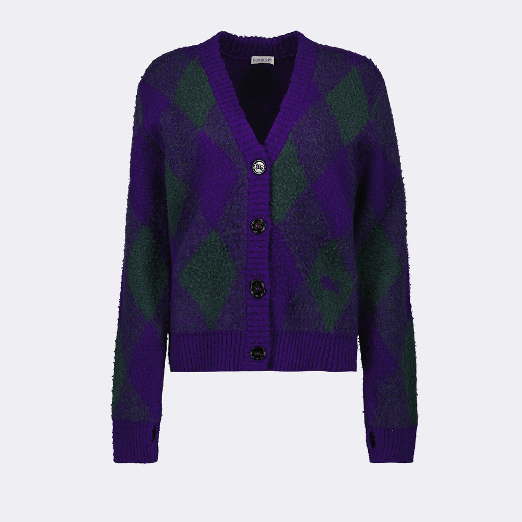 Maille Cardigan Argyle Burberry Violet Femme