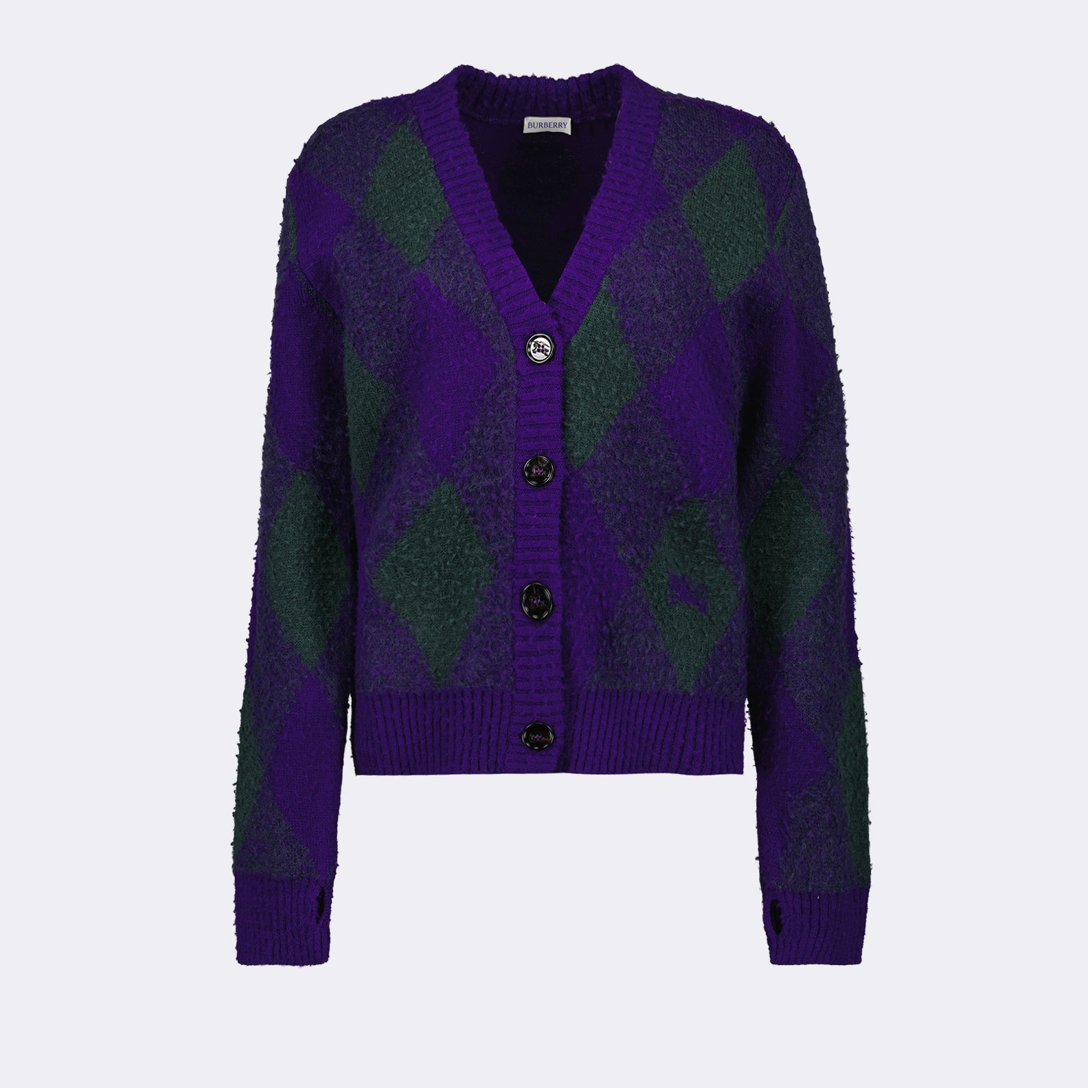 Maille Cardigan Argyle Burberry Violet Femme