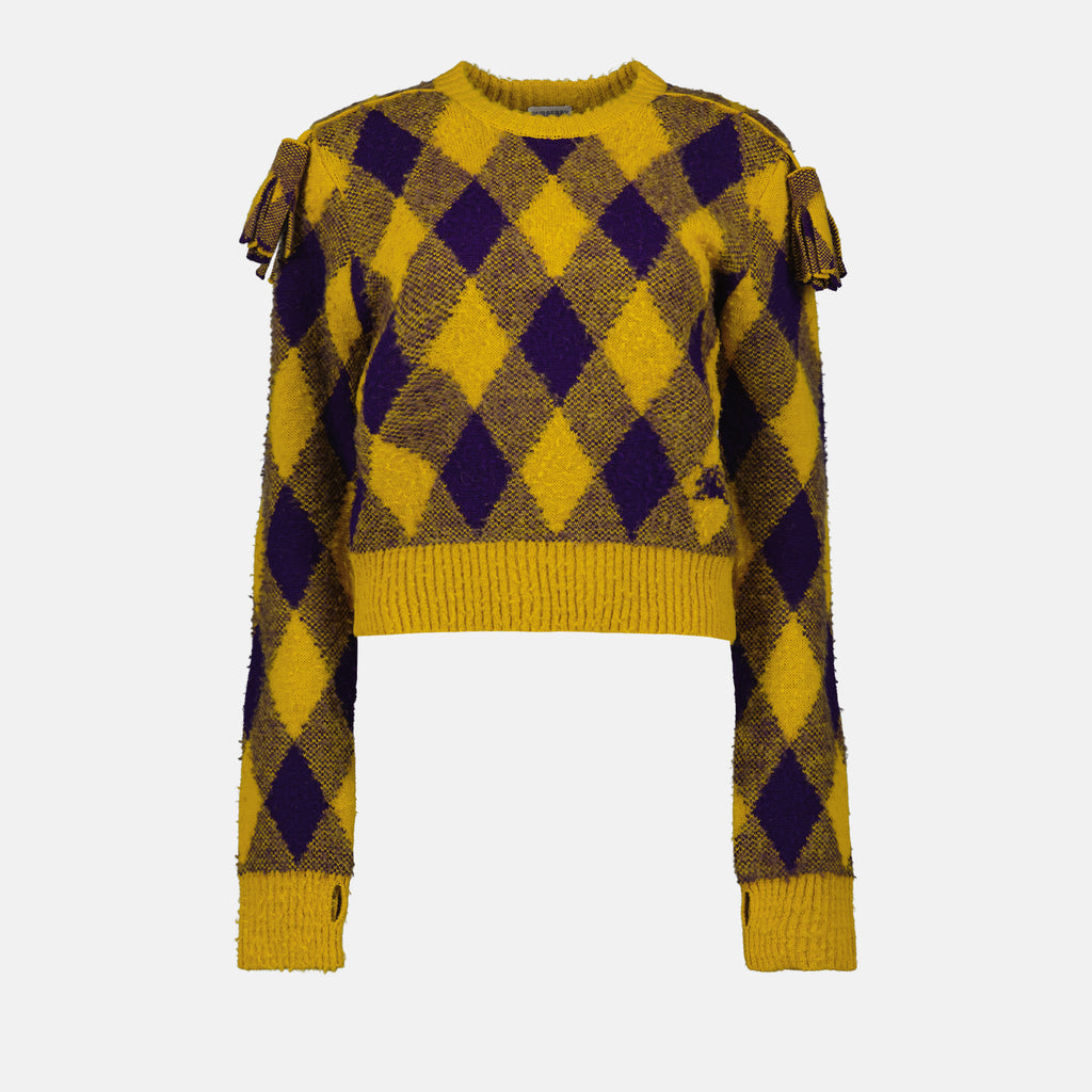 Prendas de punto Pull en laine Argyle Burberry Amarillo Femme
