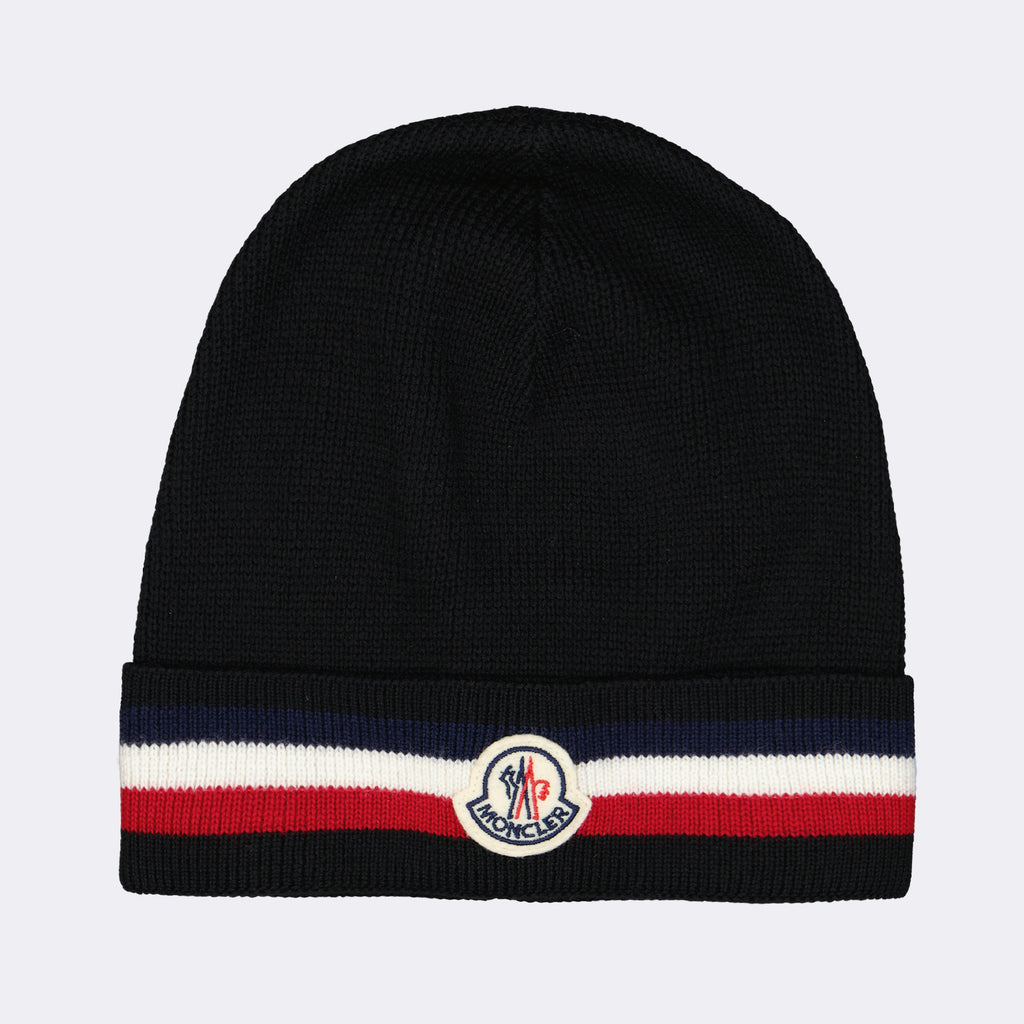 Cappelli, berretti e beanie Bonnet à bande tricolore Moncler Nero Homme