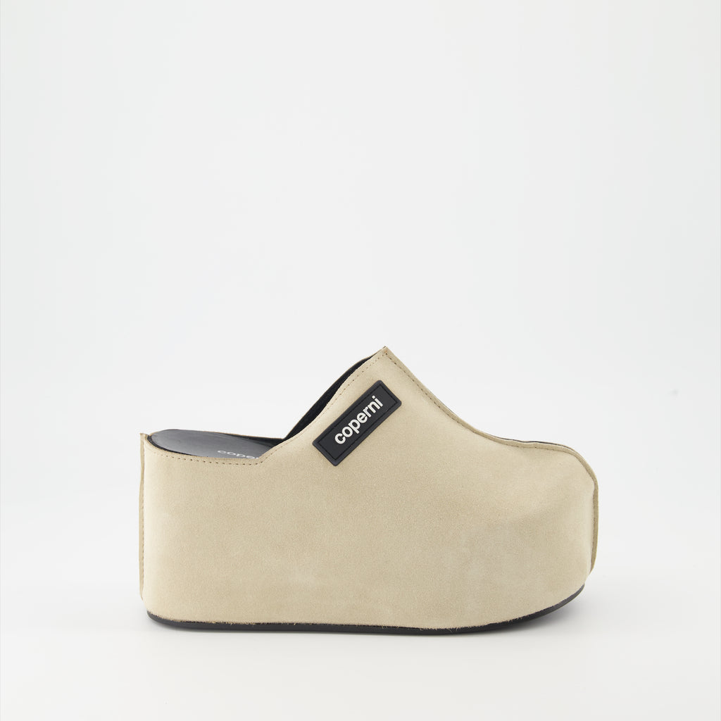 Zapatos de plataforma Mules en daim Coperni Beige Femme