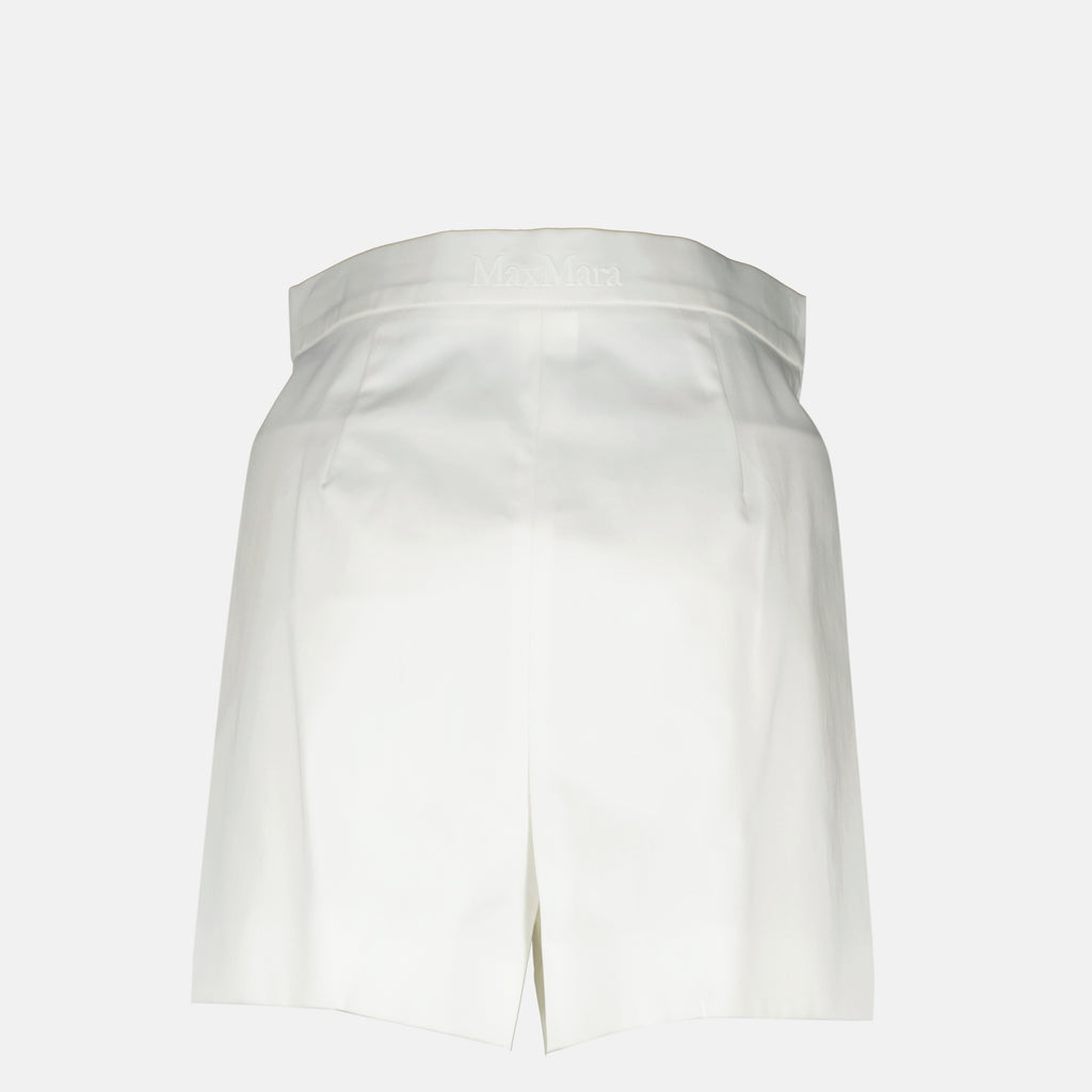 맥스마라 여성용 흰색 코튼 새틴 반바지 이미지 - 2026년 봄여름 - 뒷면 보기