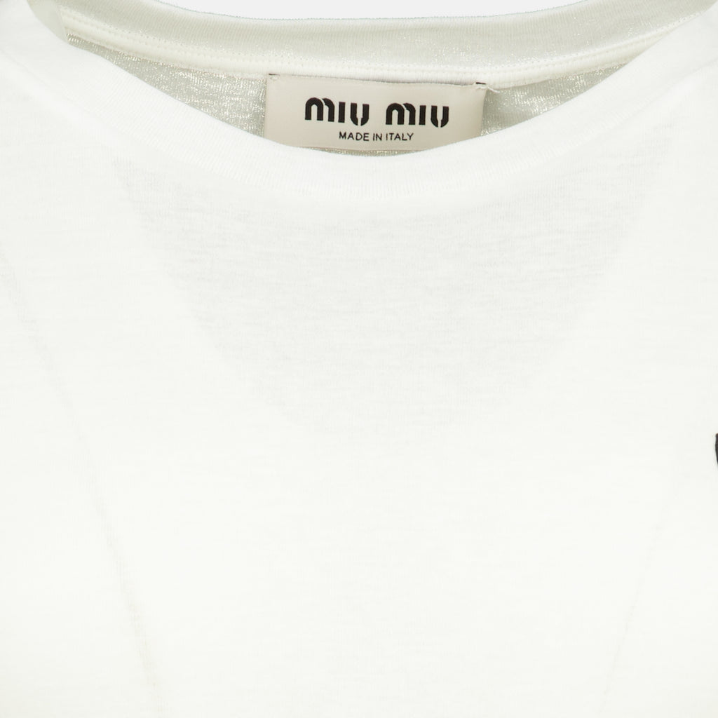 T-shirts T-shirt in Jersey Cotele Bianca Miu Miu Blanc Femme