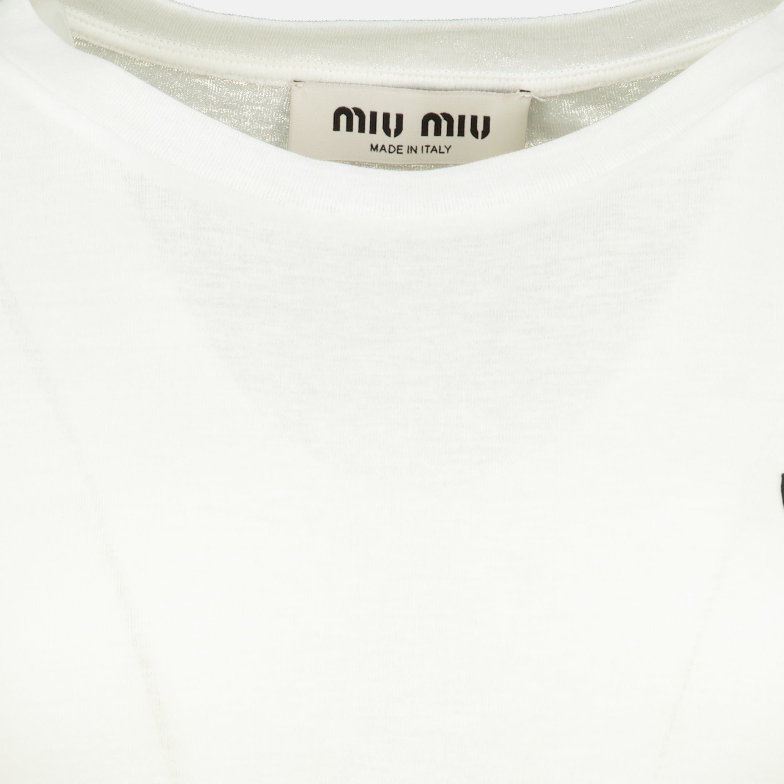 T-shirts T-shirt in Jersey Cotele Bianca Miu Miu Blanc Femme
