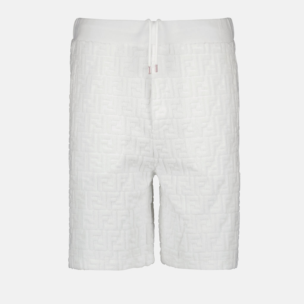 Shorts Short FF en coton éponge Fendi Blanc Homme