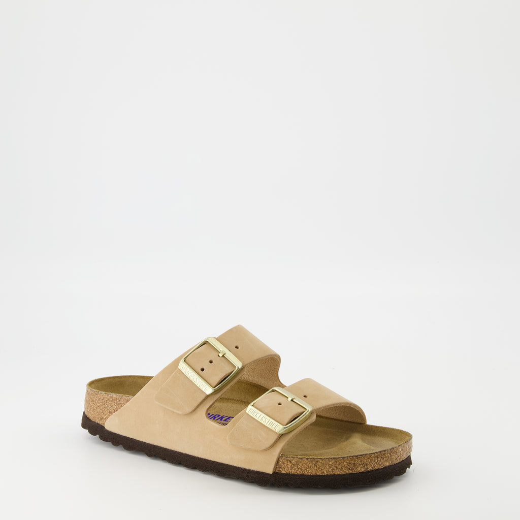 Open shoes Arizona Sandals Birkenstock Beige Femme