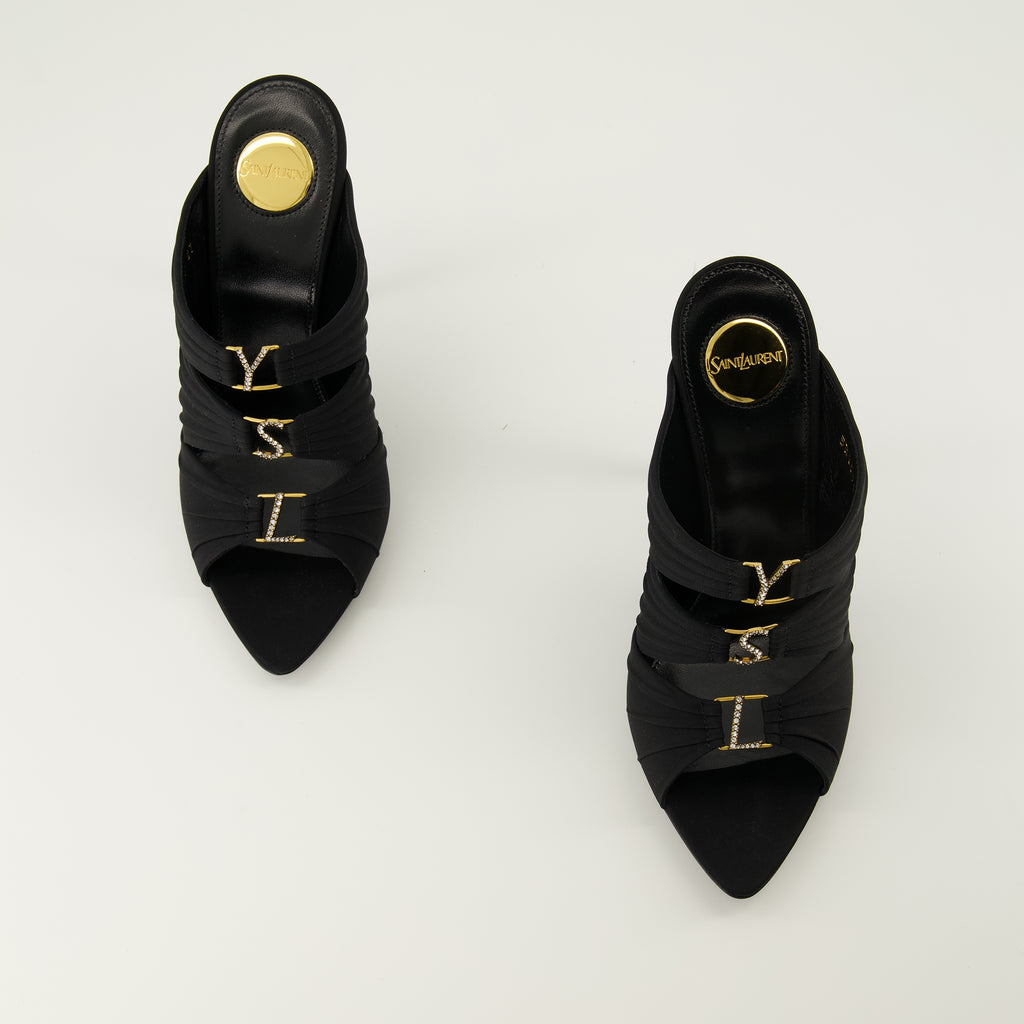 Image de l'article Mules à talons Emilie noir de la marque Saint Laurent pour Femme - Saison Printemps-Été 2026 - Vue de dessus paire de chaussure