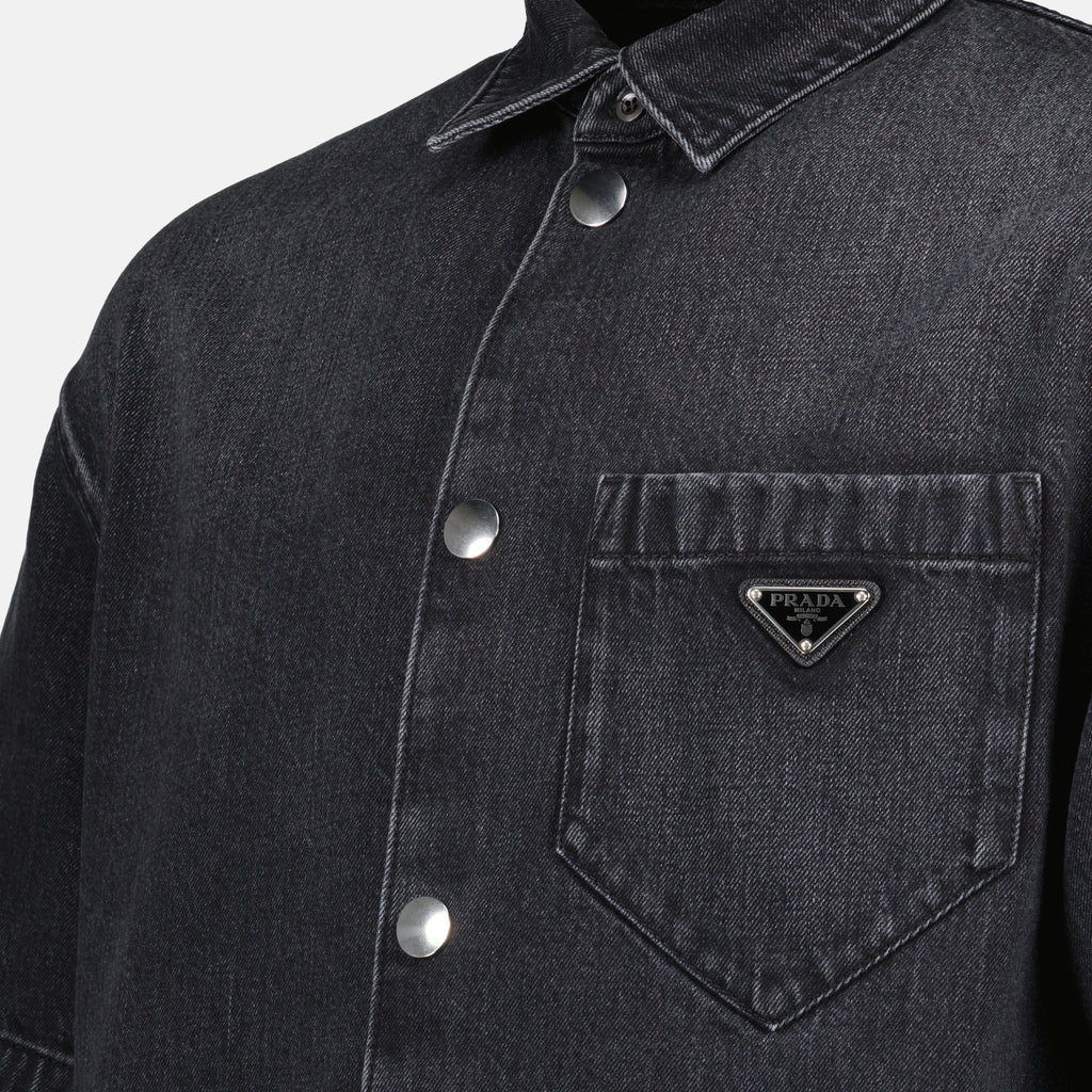 Camisas Camisa de Denim Prada Preto Homme