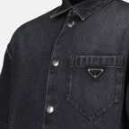 Camisas Camisa de Denim Prada Preto Homme