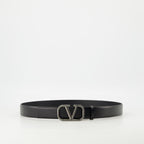 Cintos Cinto em Pele VLogo Valentino Garavani Preto Homme