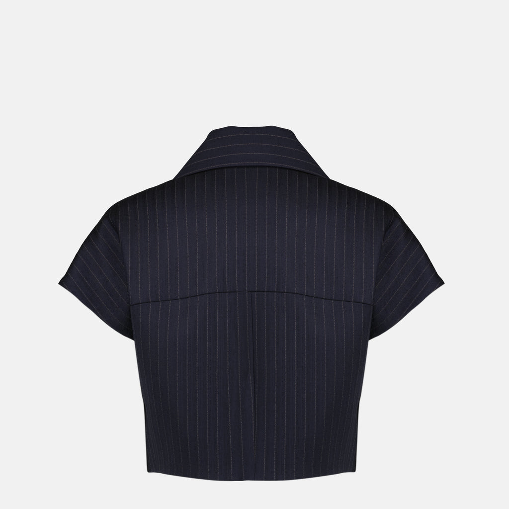 Image de l'article Haut court Robin à rayures de la marque Khaite pour Femme - Saison Printemps-Été 2026 - Vue de Dos