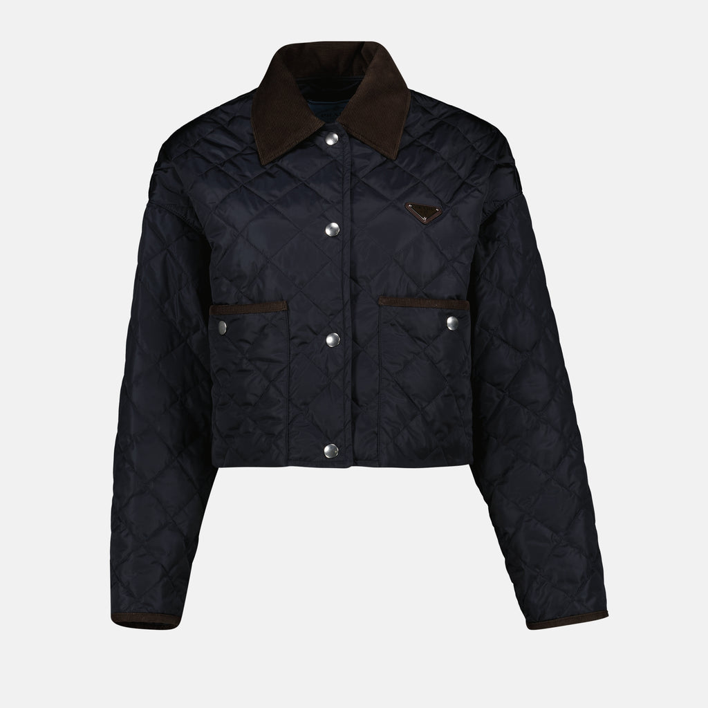 Jaquetas Veste en Re-Nylon matelassé Prada Azul escuro Femme