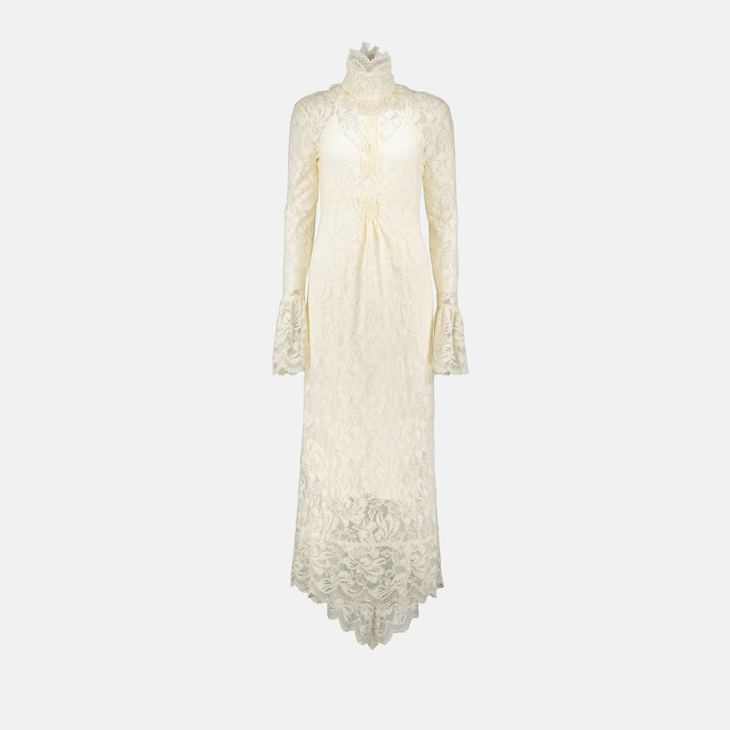 Abiti Robe longue en dentelle Rabanne Beige Femme