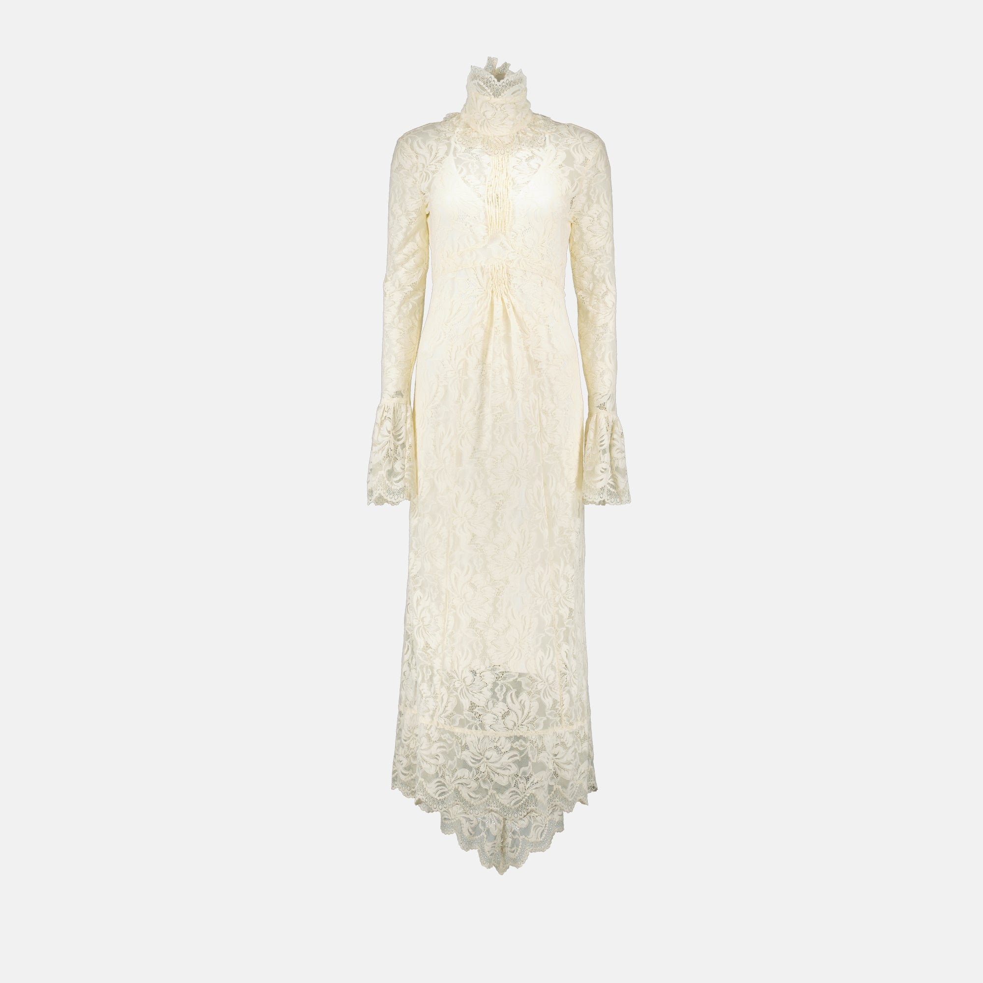Abiti Robe longue en dentelle Rabanne Beige Femme