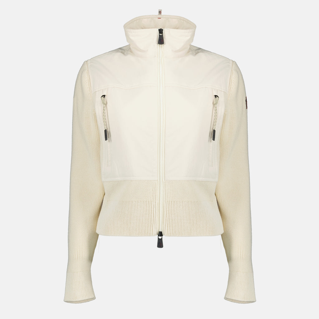 Image de l'article Veste cardigan bi-matière blanc de la marque Moncler Grenoble pour Femme - Saison Printemps-Été 2026 - Vue de Face