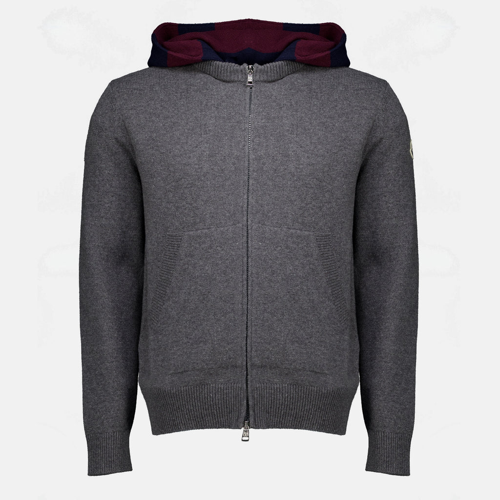 Vestes Cardigan Grigio in Lana e Cachemire Moncler Gris Homme