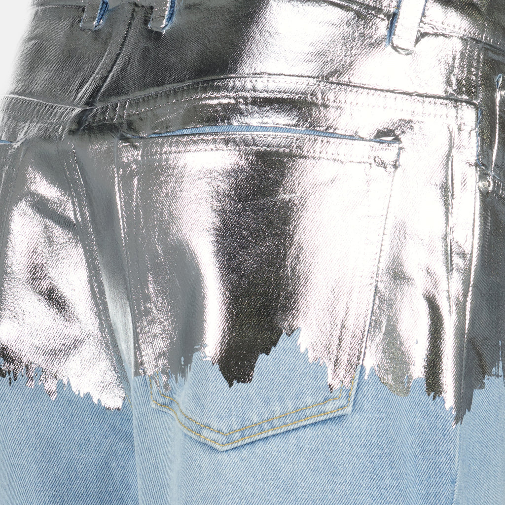 Pantalons Jeans baggy en denim Rabanne Argenté Femme