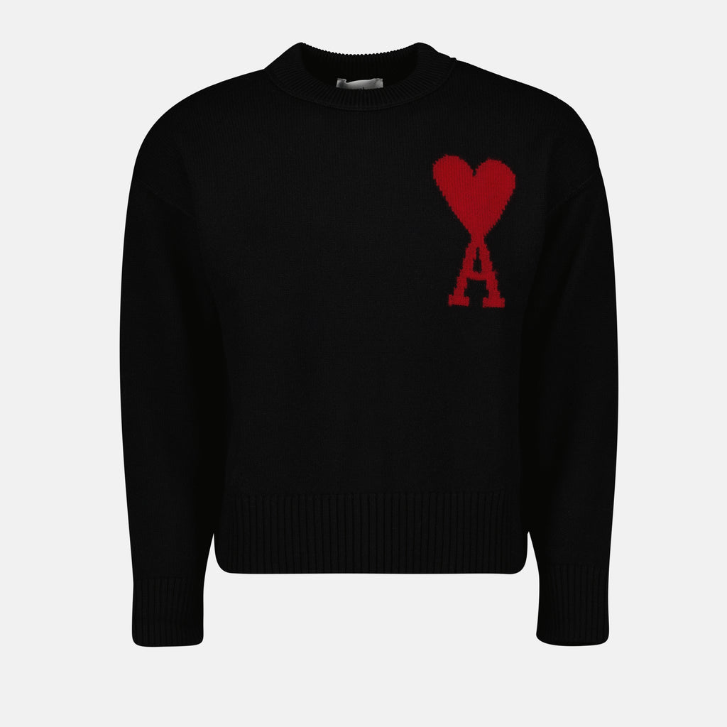 Maille Pull Ami de coeur oversize Ami PARIS Noir Unisexe