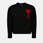 Maille Pull Ami de coeur oversize Ami PARIS Noir Unisexe