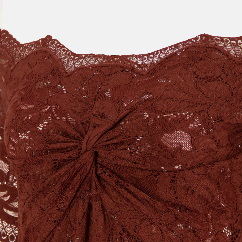 Image de l'article Robe longue en dentelle marron de la marque Rabanne pour Femme - Saison Printemps-Été 2026 - Vue détaillée_1