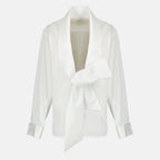 Chemises Camicia con Papillon in Popeline Bianco Saint Laurent Blanc Femme