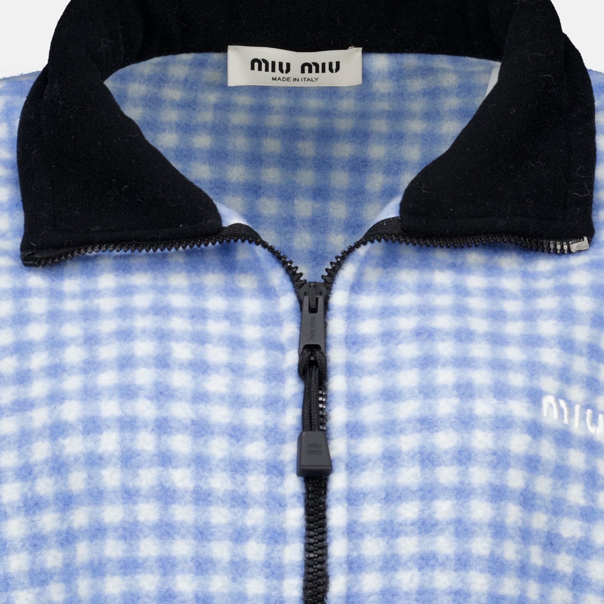 Vestes Vichy Checked Fleece Jacket Miu Miu Bleu Femme