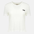 T-shirts T-shirt in Jersey Cotele Bianca Miu Miu Blanc Femme
