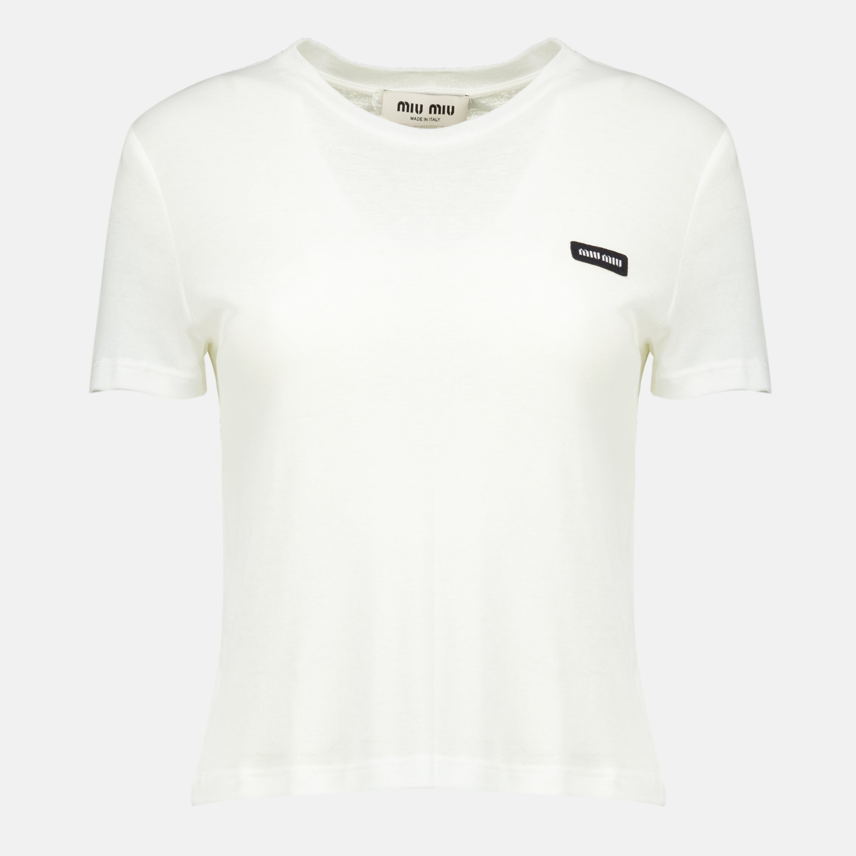 T-shirts T-shirt in Jersey Cotele Bianca Miu Miu Blanc Femme